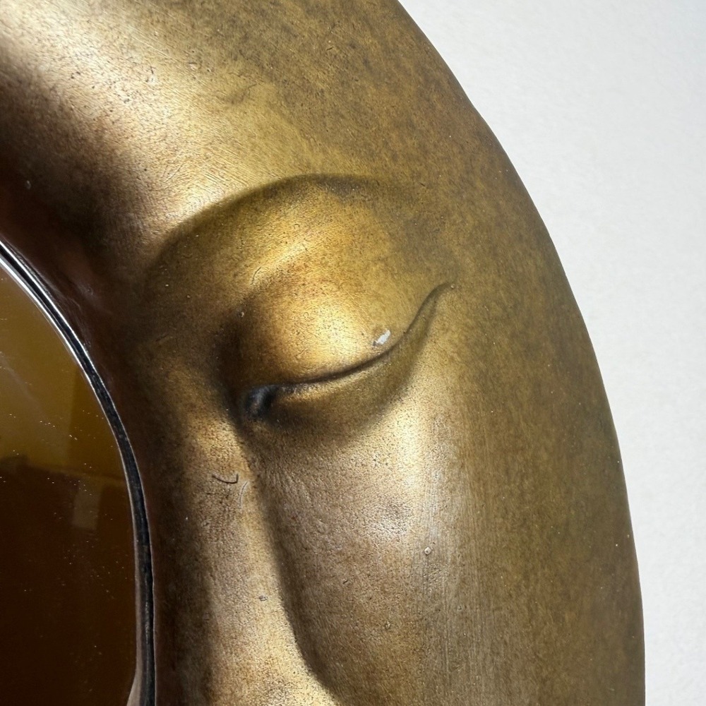 Vintage Celestial Gold Round Man in the Moon Face Accent Wall Mirror - Picture 3 of 8